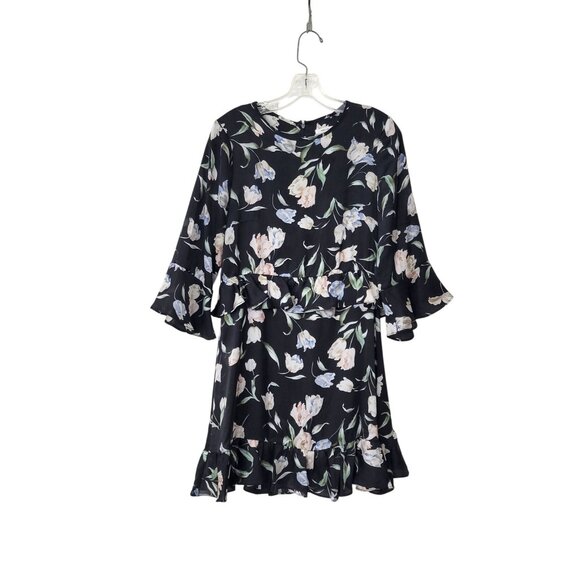Avec Les Filles Black Floral Dress Size 4 - Picture 1 of 4